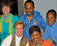 Back from l: Kim Roberts, editor, Motion Control; Sintayehu Legeae Yinesu; Meseret Biru. Front from l: Debbie Sieleman, PR Connections; Ntombi Mhangwani, communications director for Schneider Electric South Africa.